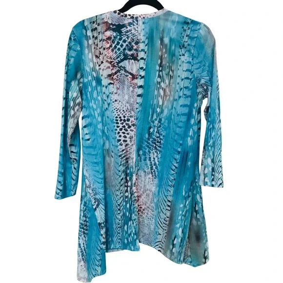 Impulse California Animal Print Rhinestone Tunic Dress Womens M Asymmetric BOHO - Picture 5 of 11